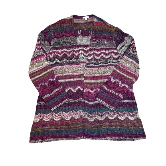 J. Jill Chunky Knit Cardigan‎ Sweater Large Colorful Cozy Oversized Women Boho - Picture 1 of 10